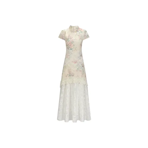 COVT Short Sleeved Dress Women's Chinese Style Floral Dress