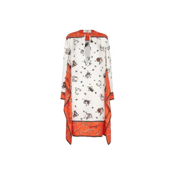 FENDI Roundneck Astrology Printed Kaftan Dress
