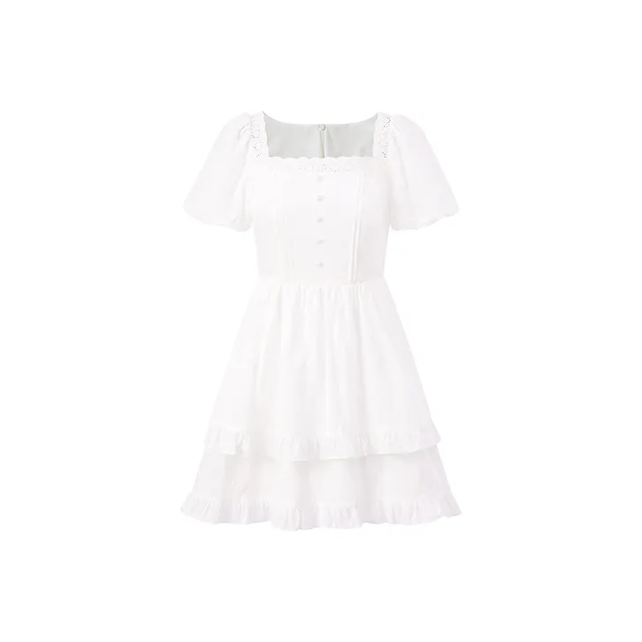 LEDIN Short Sleeved Dress Women's White-0