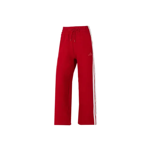Adidas Knitted Sports Pants White Women's Red/White