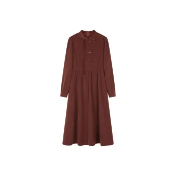 PLAY BUSH Long Sleeved Dresses Women's Burgundy
