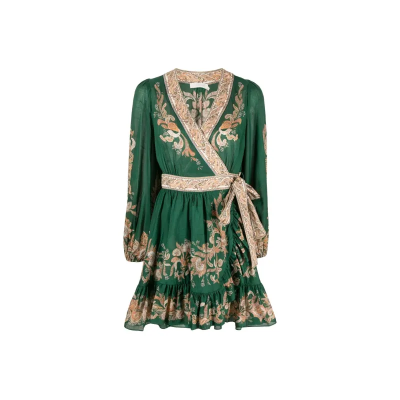 Zimmermann Long-Sleeved Dresses Women's Emerald Green-0