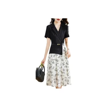 Hang Yi Court Short Sleeved Dresses Women's Black