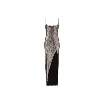 BALMAIN Python print Metallic Maxi Dress