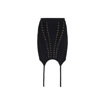 BALMAIN Garter Detailed Short Knit Skirt
