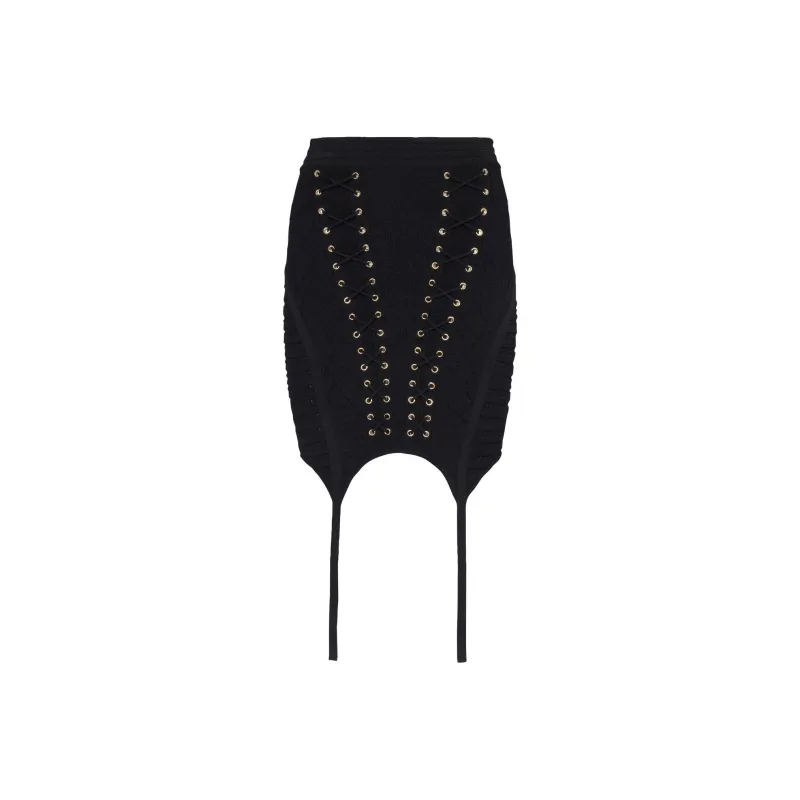 BALMAIN Garter Detailed Short Knit Skirt-0