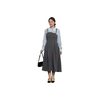 DAMABAIFENBAI Long-Sleeved Dresses Women's Gray Blue