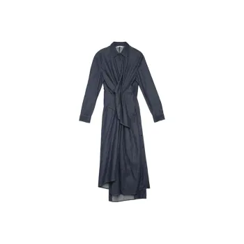 Half Circle Long-Sleeved Dresses Women's Denim Blue
