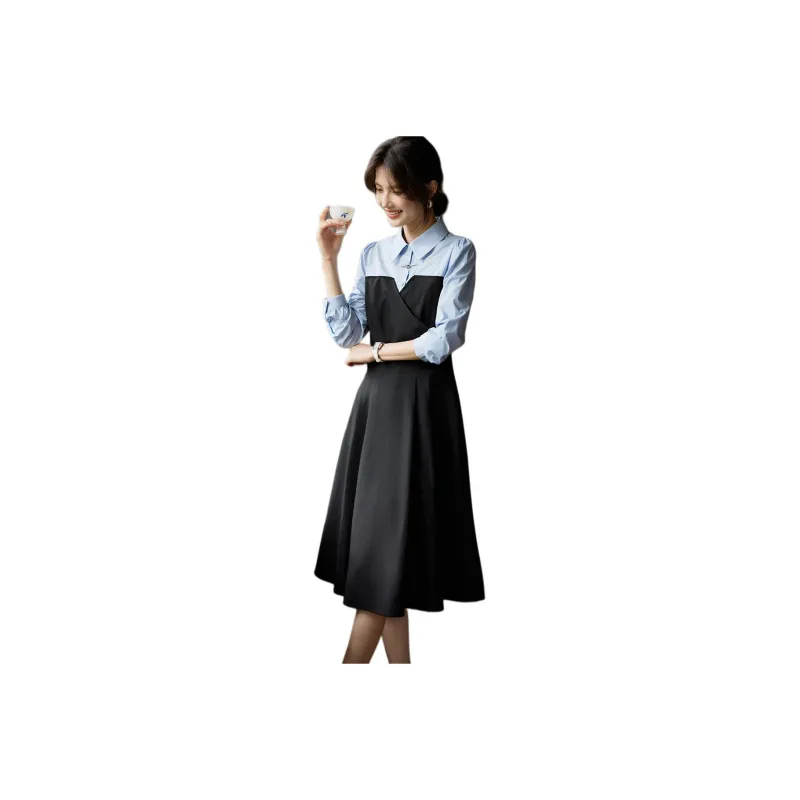 XWI Long Sleeved Dresses Women's Blue Black-0