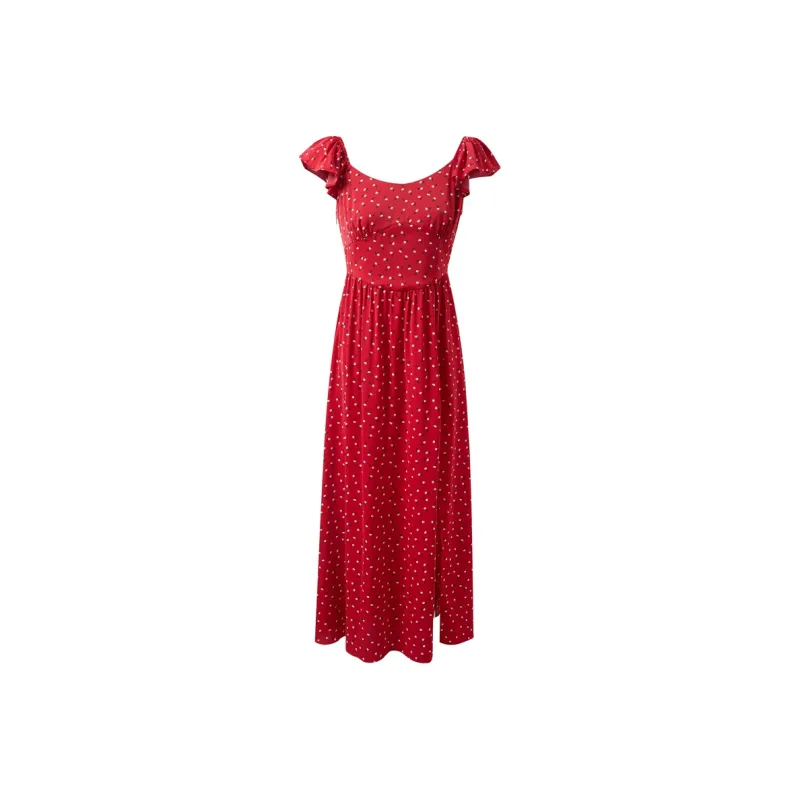 3COLOUR Short Sleeved Dress Women's Rose Red Floral-0