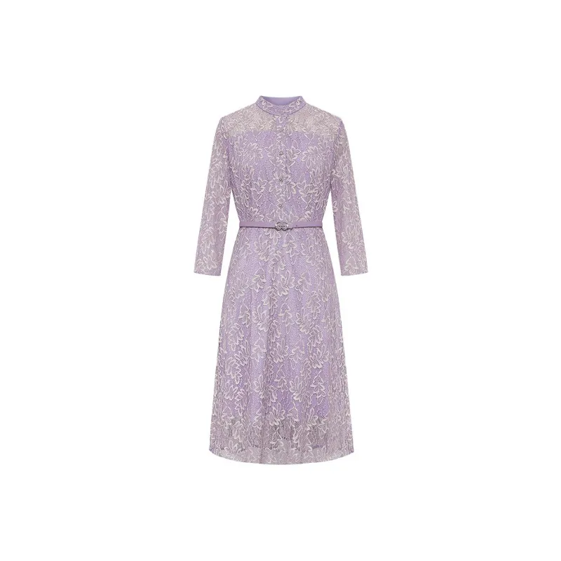 BBLLUUEE Short Sleeved Dress Women's Mist Purple-0