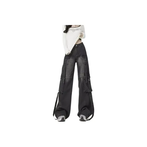 XIANSINIAO Jeans Women's Black Gray Color