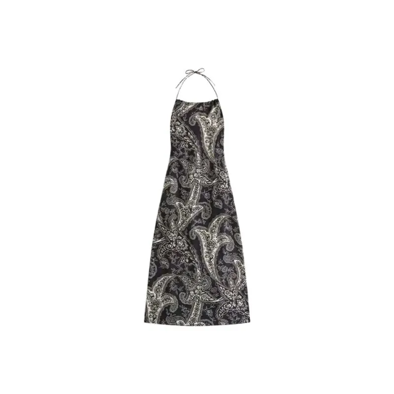 KITH Women's 2024 Summer Collection SS24 Paisley Halter Dress Slip Dresses Women's Black-0