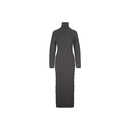 MaxMara Curved Ribbed Turtleneck Maxi Dress