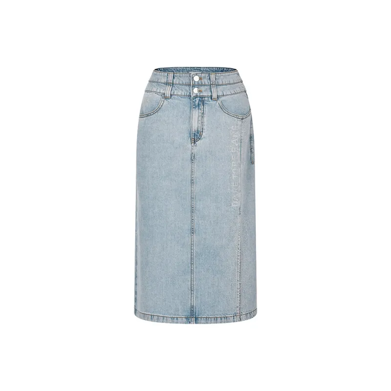 RARE Denim Long Skirts Women's Blue-0