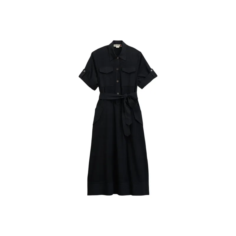 ZARA Short Sleeved Dress Women's Deep Sea Blue-0