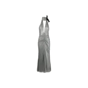 Alessandra Rich Halterneck Open-Back Maxi Dress