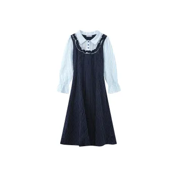ZCDECO Long Sleeved Dress Women's Navy Blue