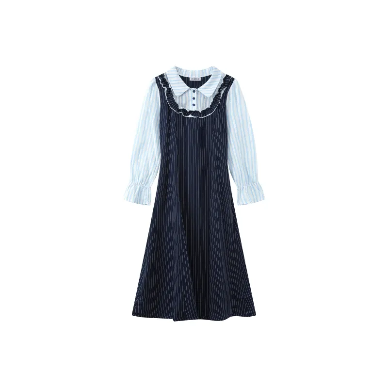 ZCDECO Long Sleeved Dress Women's Navy Blue-0