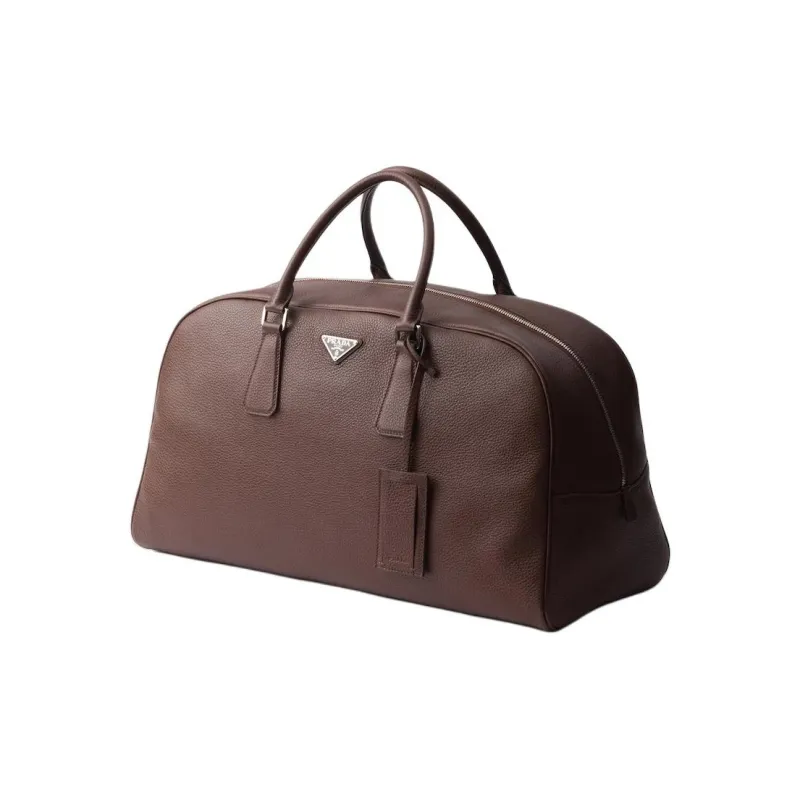 PRADA Calfskin Travel Bag Men's Ochre-1