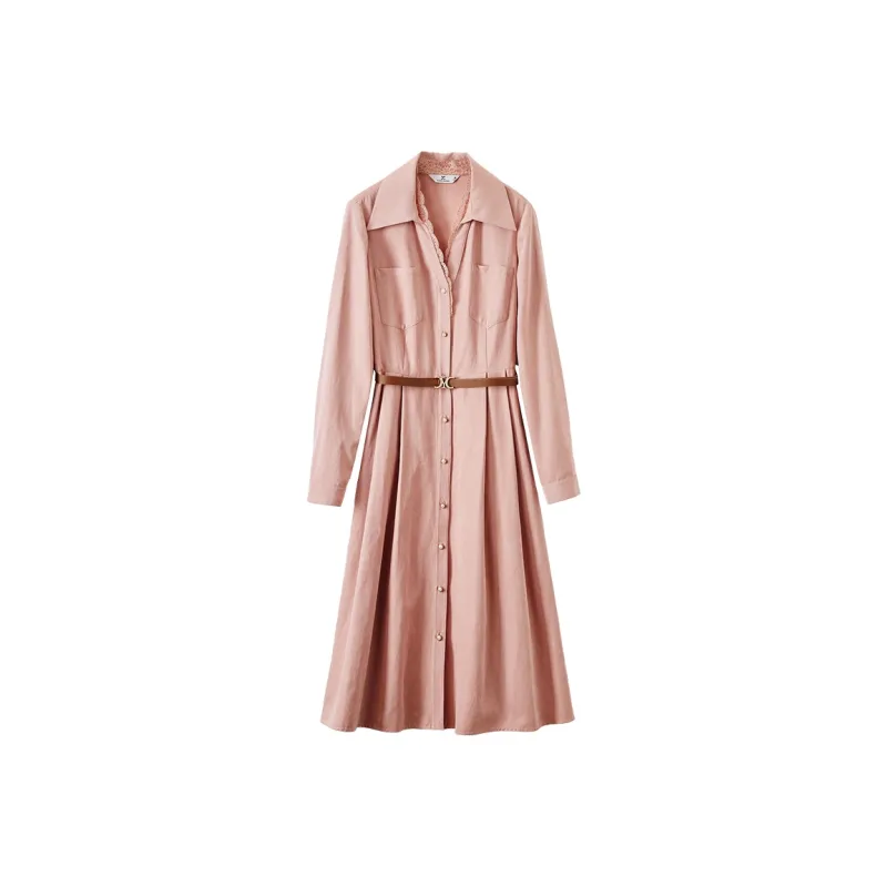 XIANGYING Long Sleeved Dresses Women's Pink-0