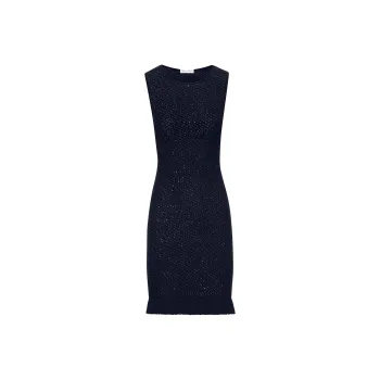 Oscar De La Renta Sequin embellished Sleeveless Tweed Dress
