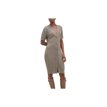 HERMES Short Sleeved Dress Women's Gray