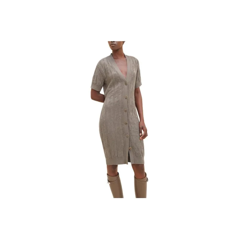 HERMES Short Sleeved Dress Women's Gray-0