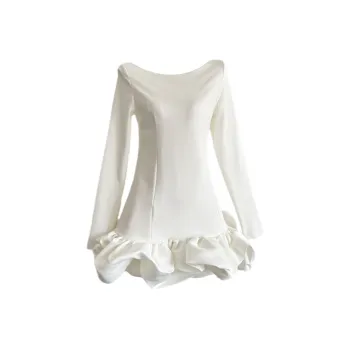 Udon House Long Sleeved Dress Women's White