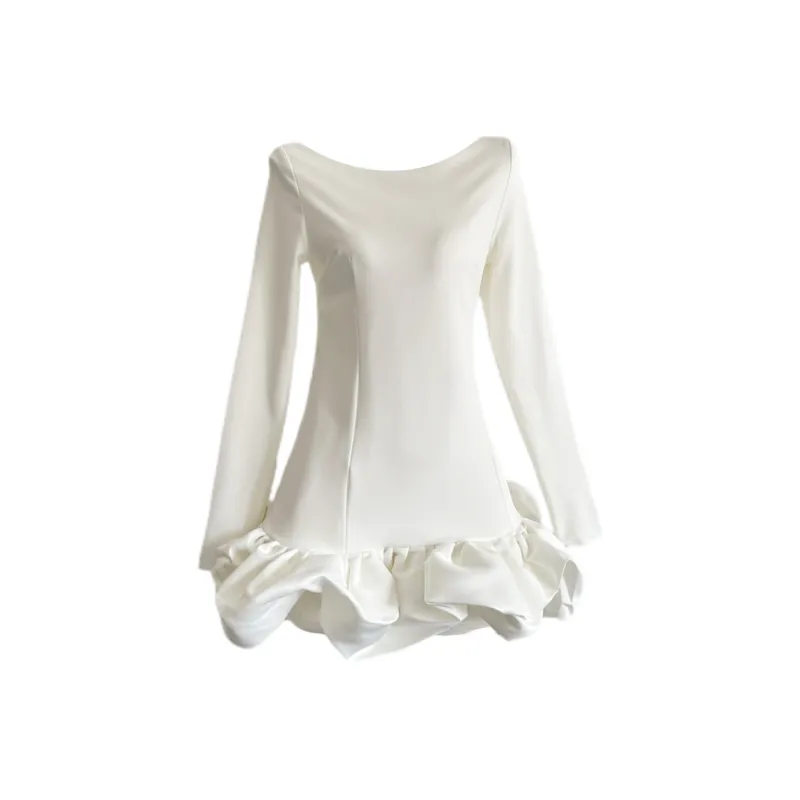 Udon House Long Sleeved Dress Women's White-0
