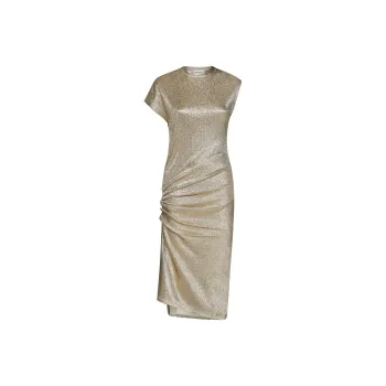 Paco Rabanne Asymmetric Ruched Midi Dress