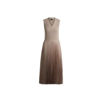 HUGO BOSS Plissé skirt Flared Midi Dress