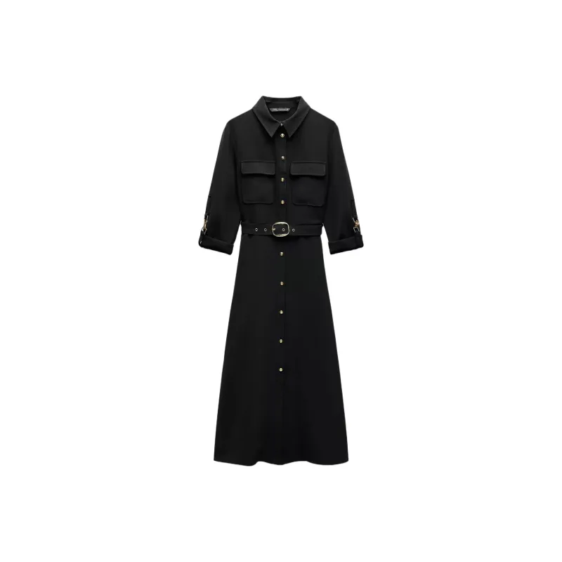 ZARA Long Sleeved Dresses Women's Black-0