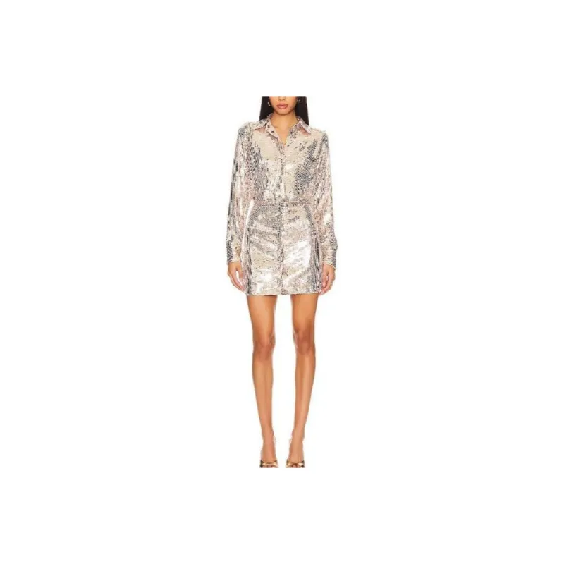 FREE PEOPLE Long-Sleeved Dresses Women's Champagne Wine Color-0