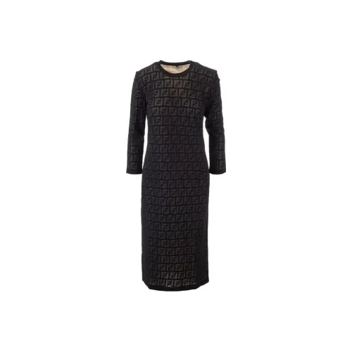 FENDI SS23 Long Sleeved Dresses Women's Black
