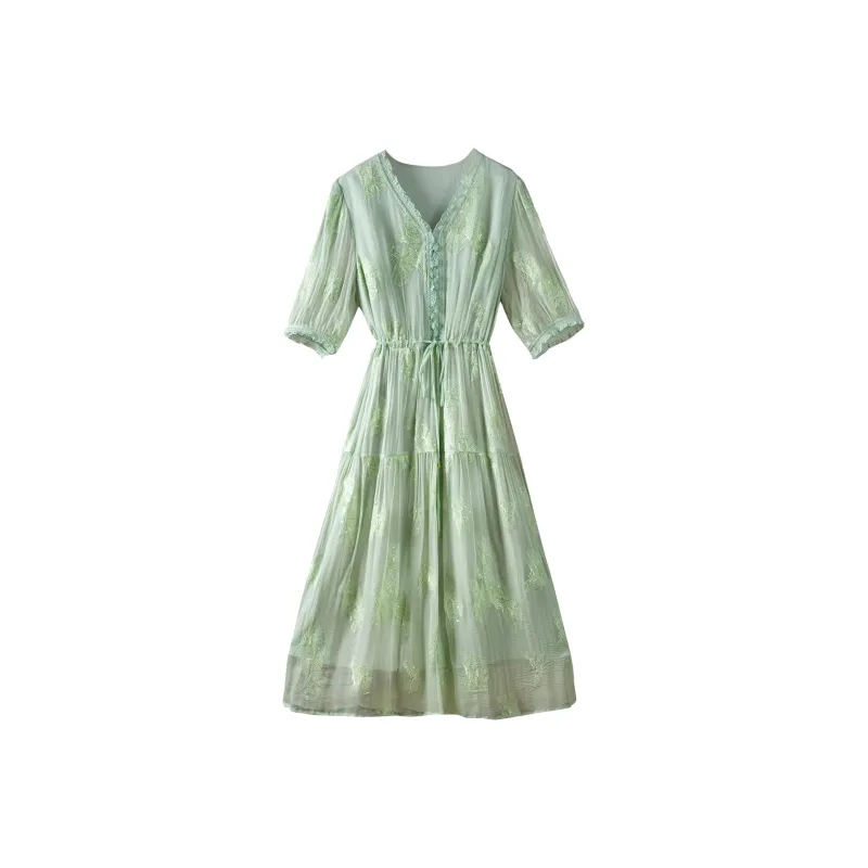 To The West Short-Sleeved Dresses Women's Green-0