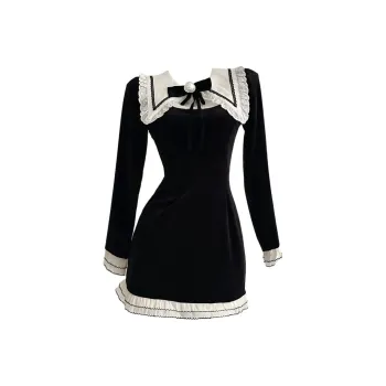 SECFLY OFFICIAL Long Sleeved Dresses Women's Black