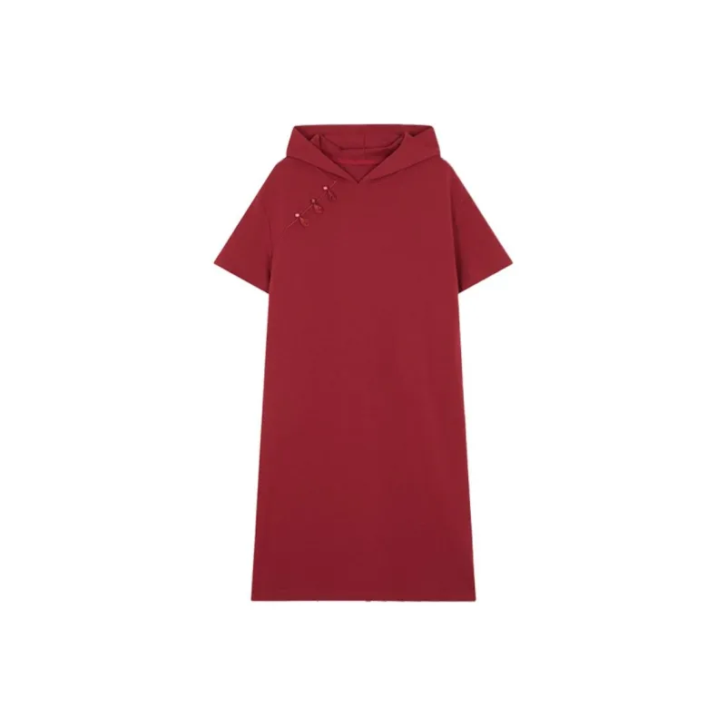 Mo Han Yi Mei Short Sleeved Dress Women's Red-0