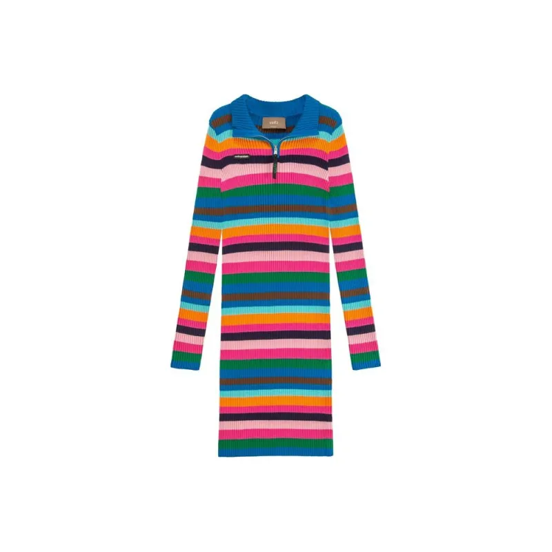 CHUU Long Sleeved Dresses Women's Rainbow Stripes-0