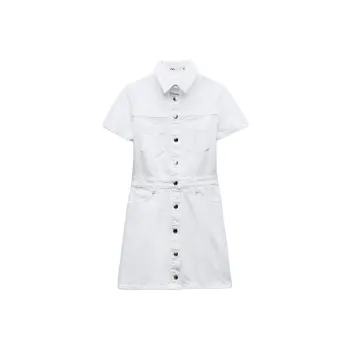 ZARA Short-Sleeved Dresses Women's White