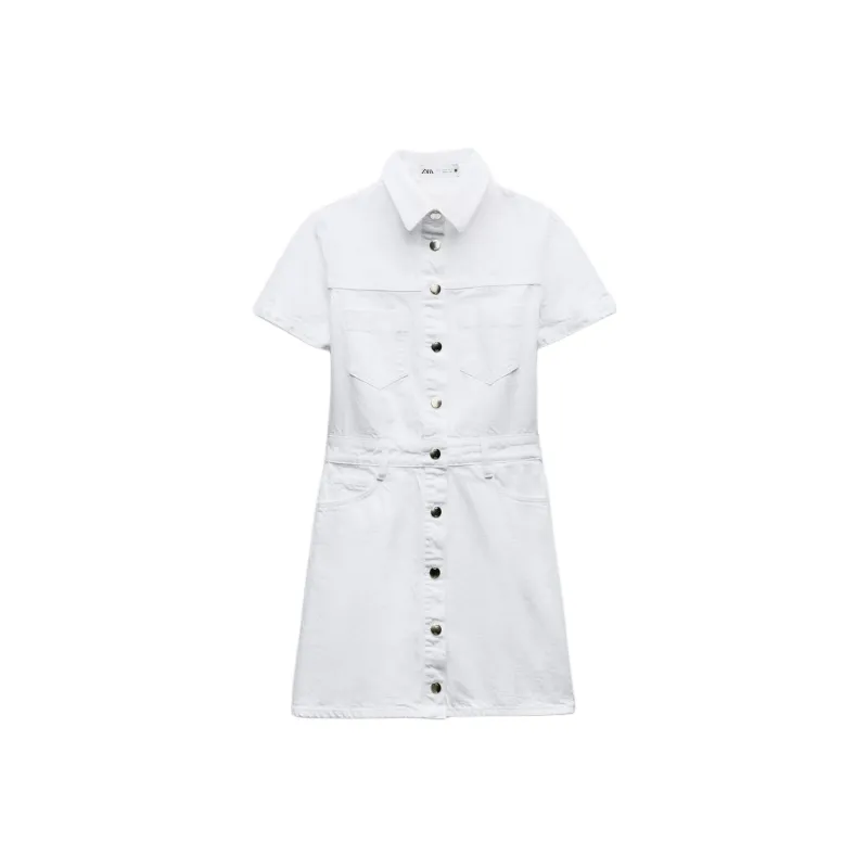ZARA Short-Sleeved Dresses Women's White-0