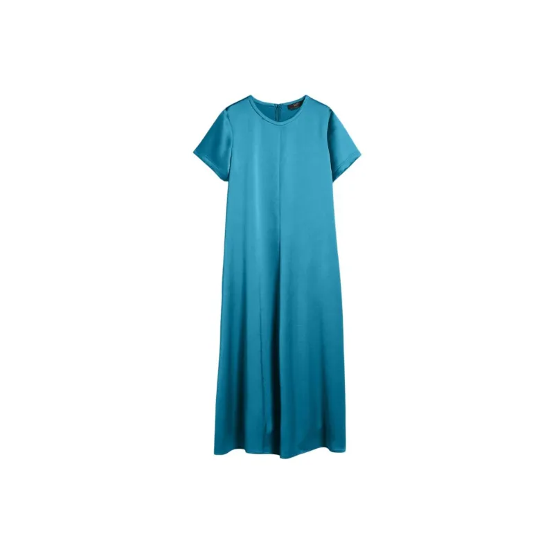 WEEKEND MaxMara Maga Collection Satin T-Shirt Dress Short-Sleeved Dresses Women's Blue-0