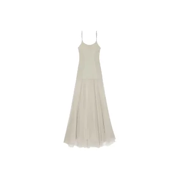 GIVENCHY Long Dress With 4G Claw Shoulder Straps Slip Dresses Women's Pearl Gray