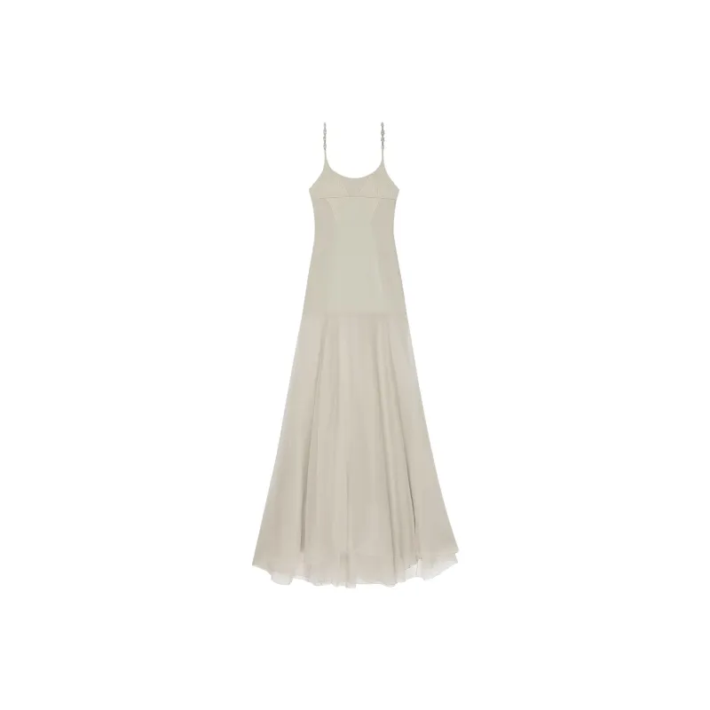 GIVENCHY Long Dress With 4G Claw Shoulder Straps Slip Dresses Women's Pearl Gray-0