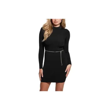 GUESS Mariah Open-Back Dress Long-Sleeved Dresses Women's Black