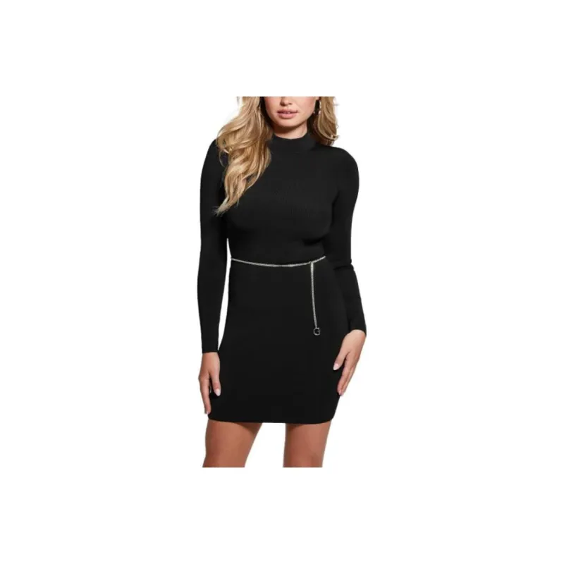 GUESS Mariah Open-Back Dress Long-Sleeved Dresses Women's Black-0