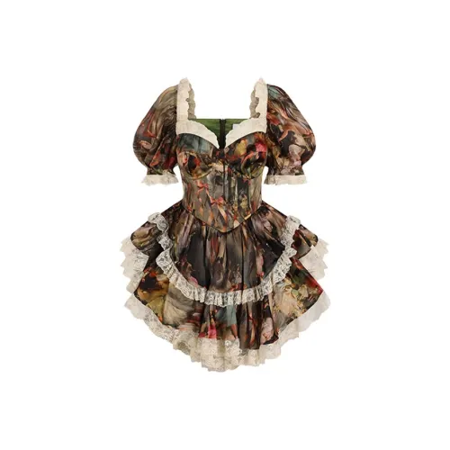 Selkie Collection Short Sleeved Dress Women's Degas Dance Class Oil Painting Print
