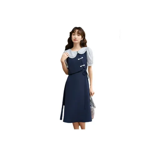 MISHOW Short Sleeved Dress Women's Rain Blue