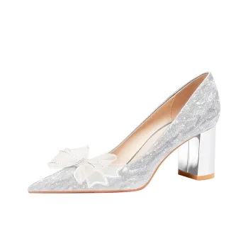 Lan Miao Chunky Heel High Heels Women's Silver