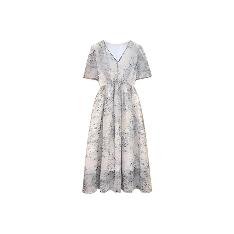 ARIADNAW STUDIO Short Sleeved Dresses Women's Blue Gray-0
